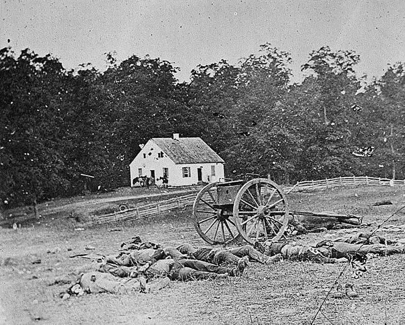 Confederate dead at the Dunker Church at Antietam